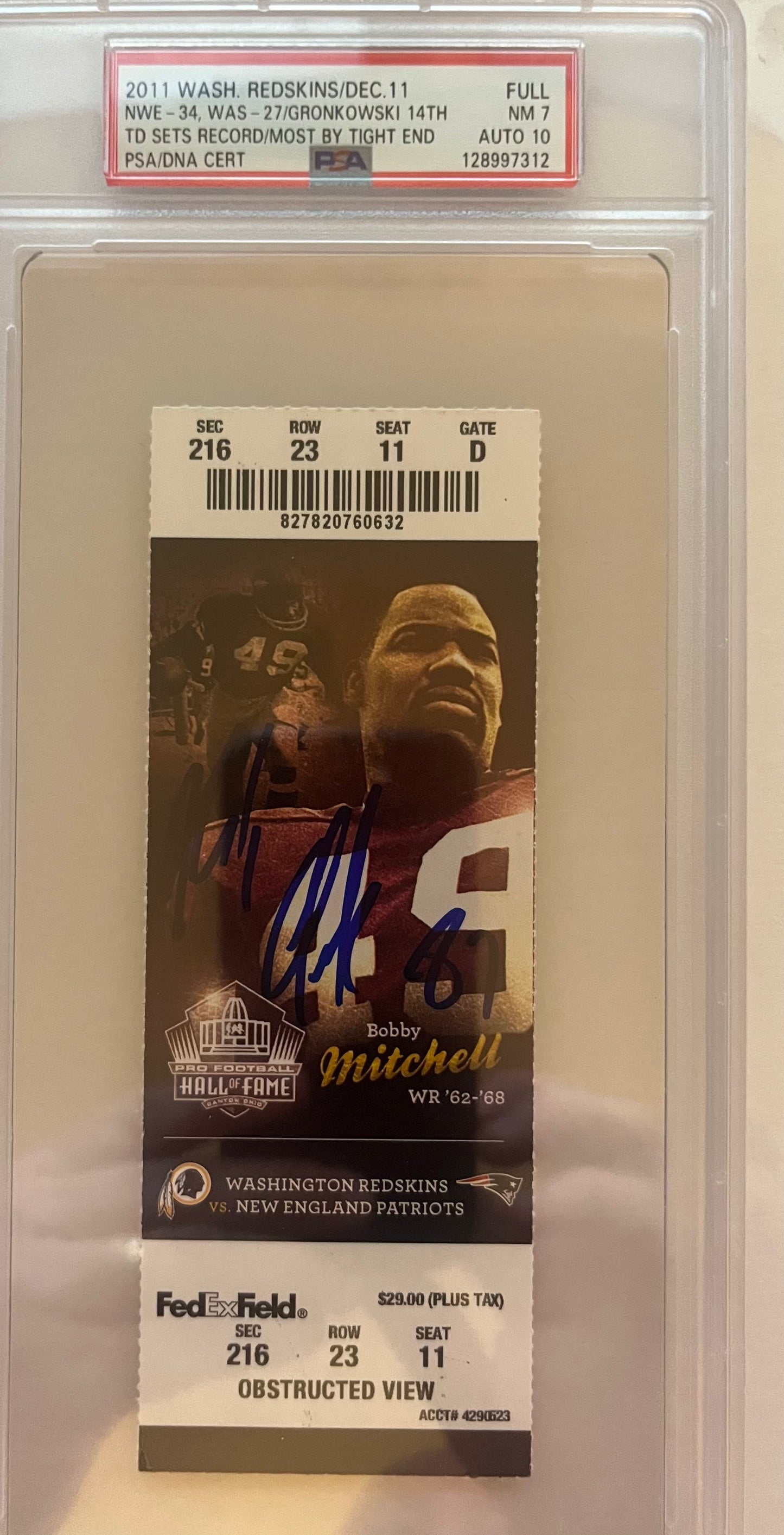 Rob Gronkowski signed 2011 “Record Breaking” ticket