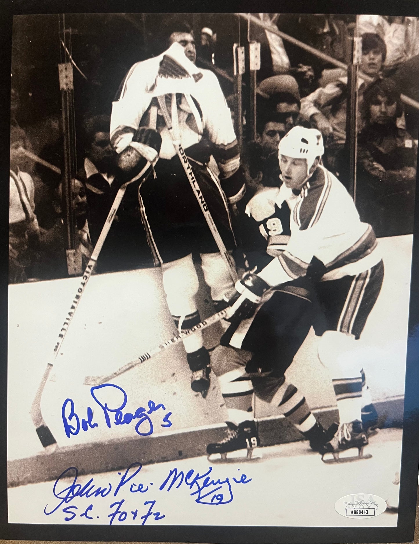 John "Pie" McKenzie and Bob Plager dual signed 8x10   Both deceased   JSA