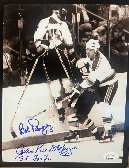 John "Pie" McKenzie and Bob Plager dual signed 8x10   Both deceased   JSA
