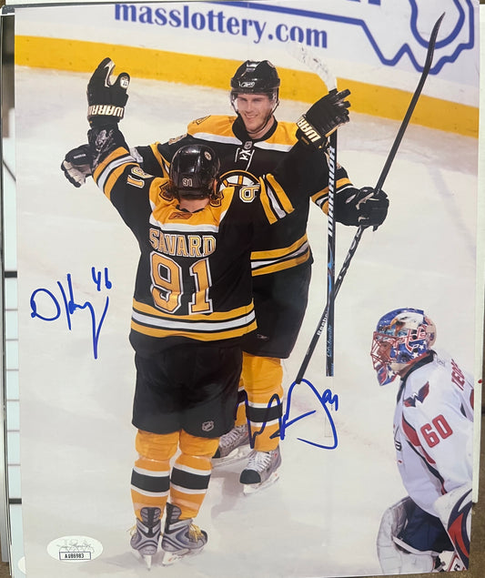 David Krecji and Mark Savard dual signed 8x10 Bruins