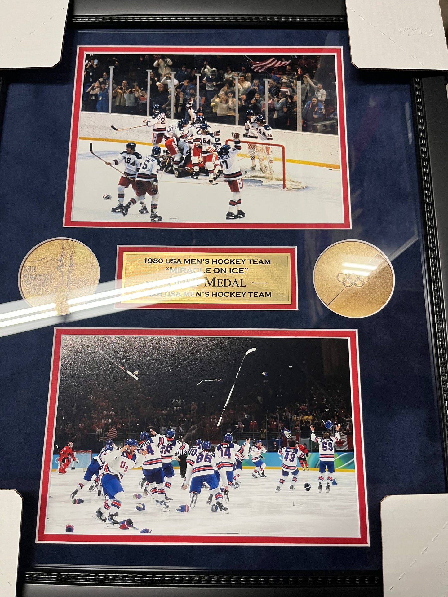 46 YEARS APART!!!  1990 & 2026 OLYMPIC MENS ICE HOCKEY TEAMS GOLD MEDAL CELEBRATIONS 16x20