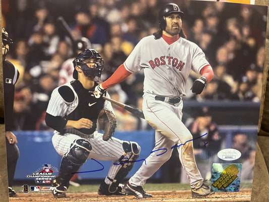 Johnny Damon signed 8x10 RED SOX WS Legend   JSA