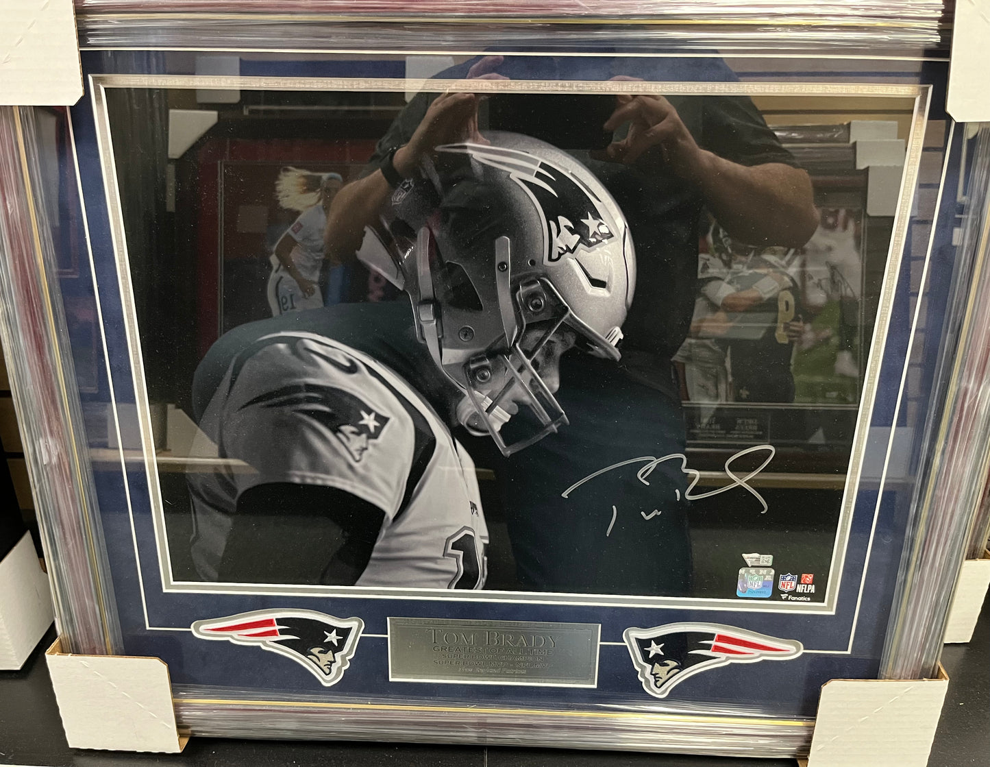 Tom Brady signed 16x20  'Blackout" Profressionally mattted and framed to 22x24