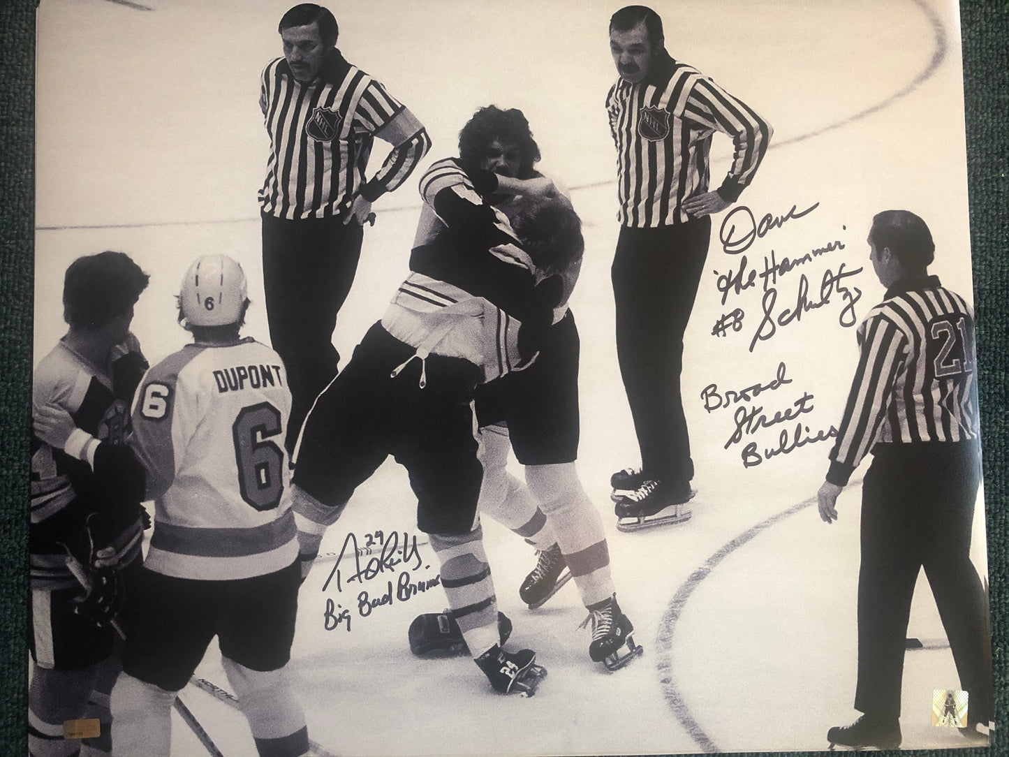 Terry O'Reilly  and Dave Schultz dual signed 16x20 with  double inscription,  NEP and Schultz hologram