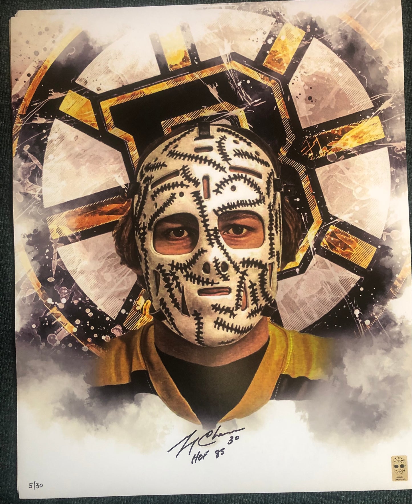 Gerry Cheevers signed custom 16x20 w/inscription and Cheevers hologram  PGACOLLECTIBLES EXCLUSIVE NUMBERED TO 30