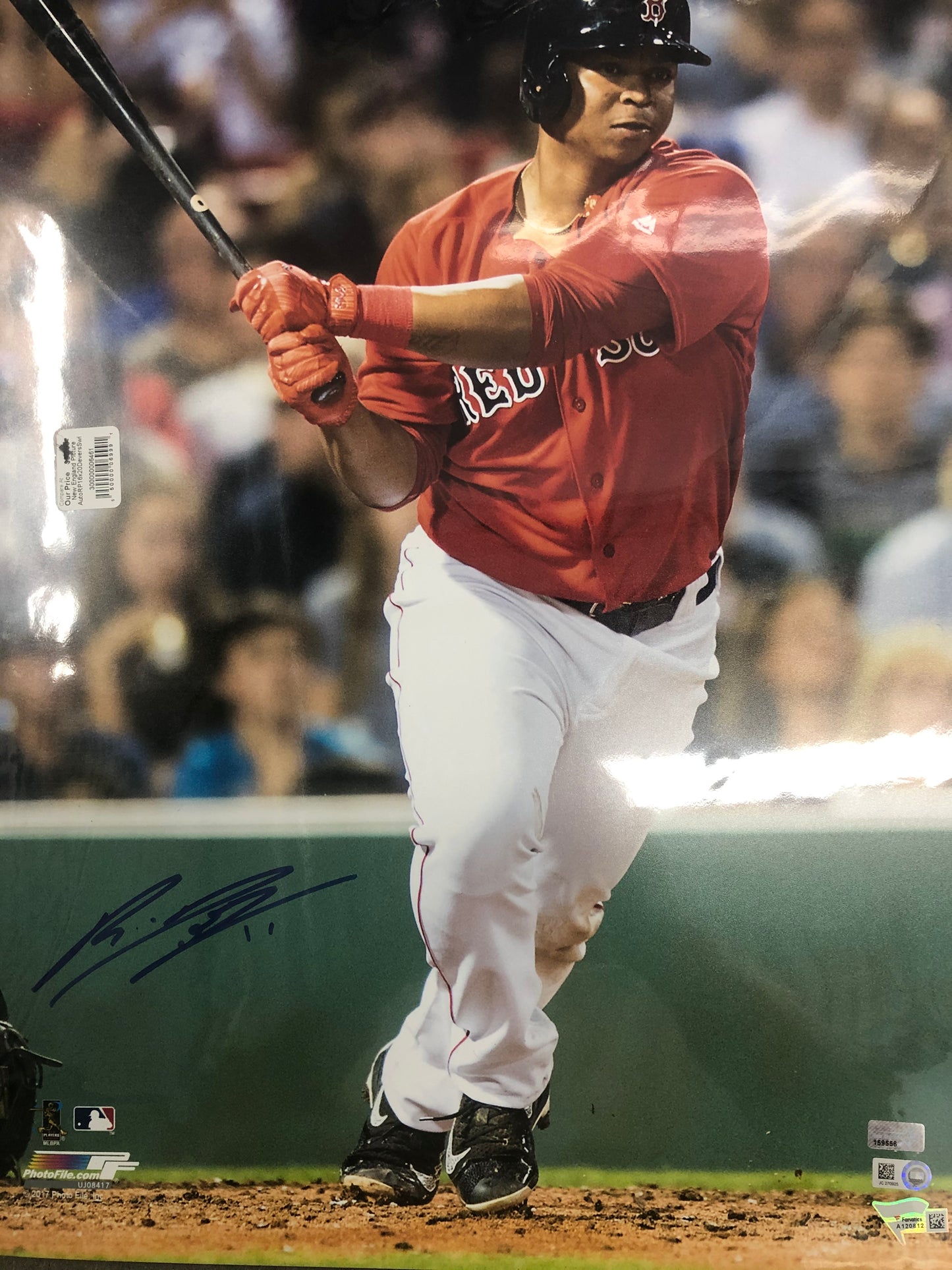 Rafael Devers signed 16x20 Red Sox  with Fanatics and MLB cert