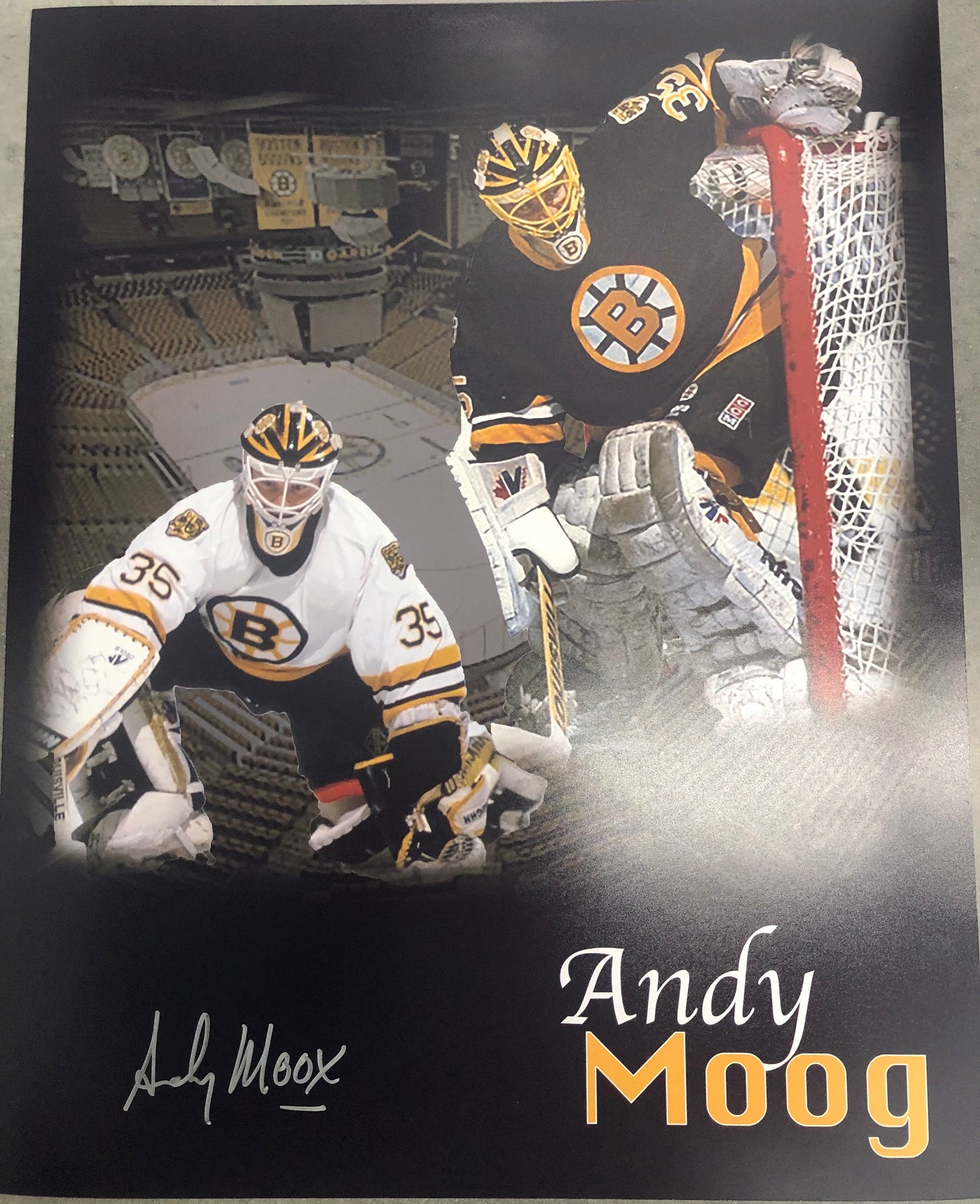 Andy Moog Signed custom 16x20 with NEP Cert