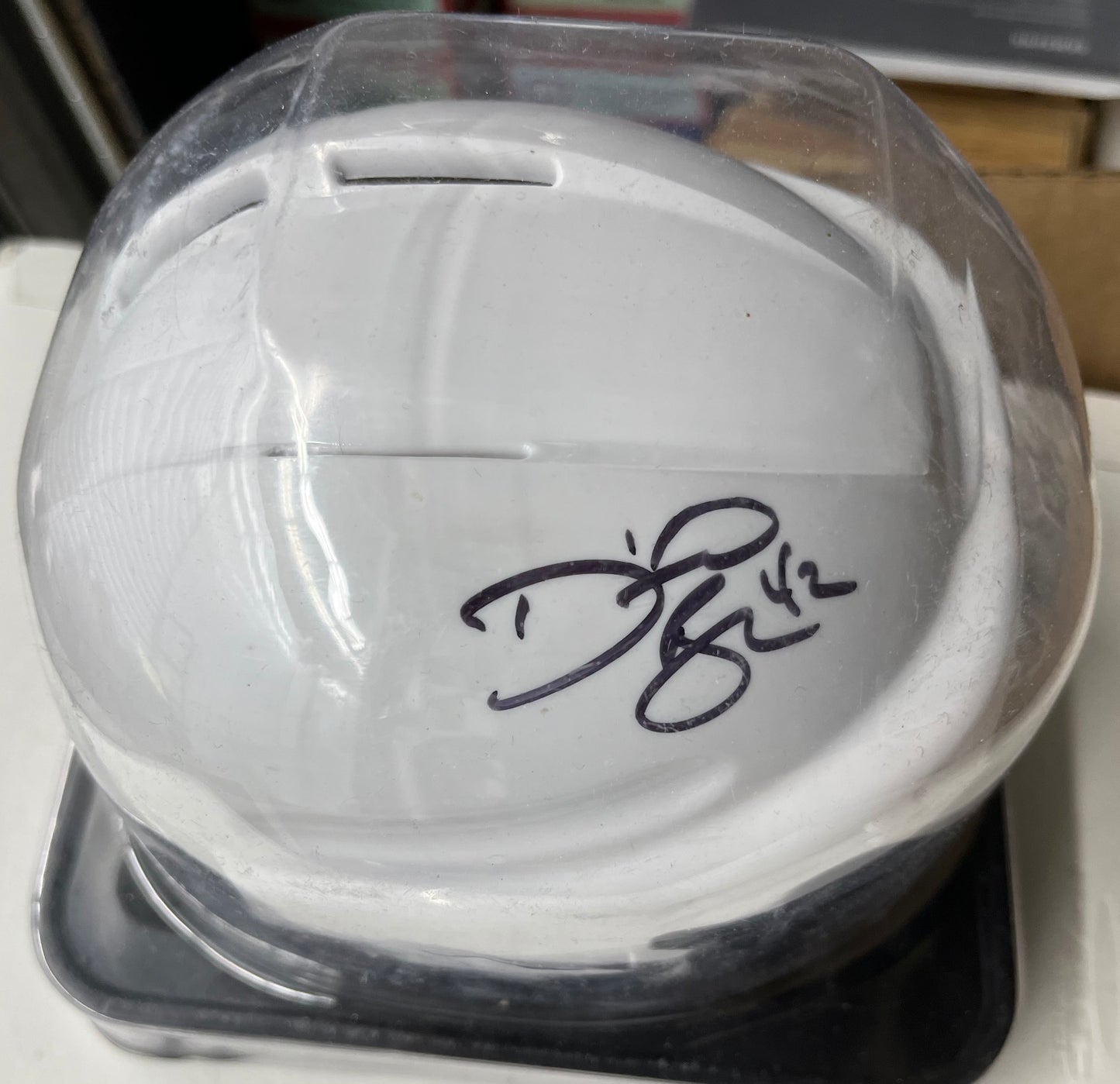 Bruins David Backes signed Bauer mini helmet