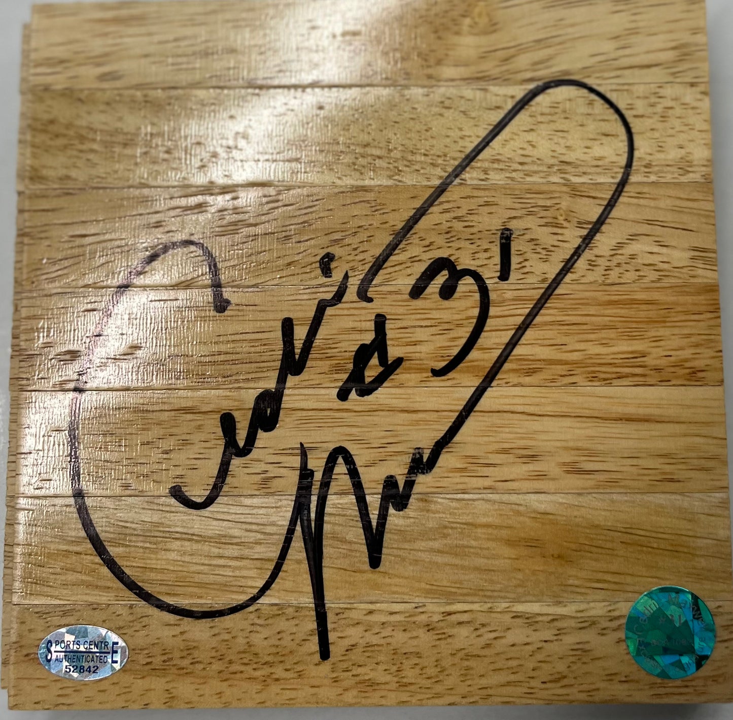 Celtics Cedric Maxwell signed 6x6 floorboard