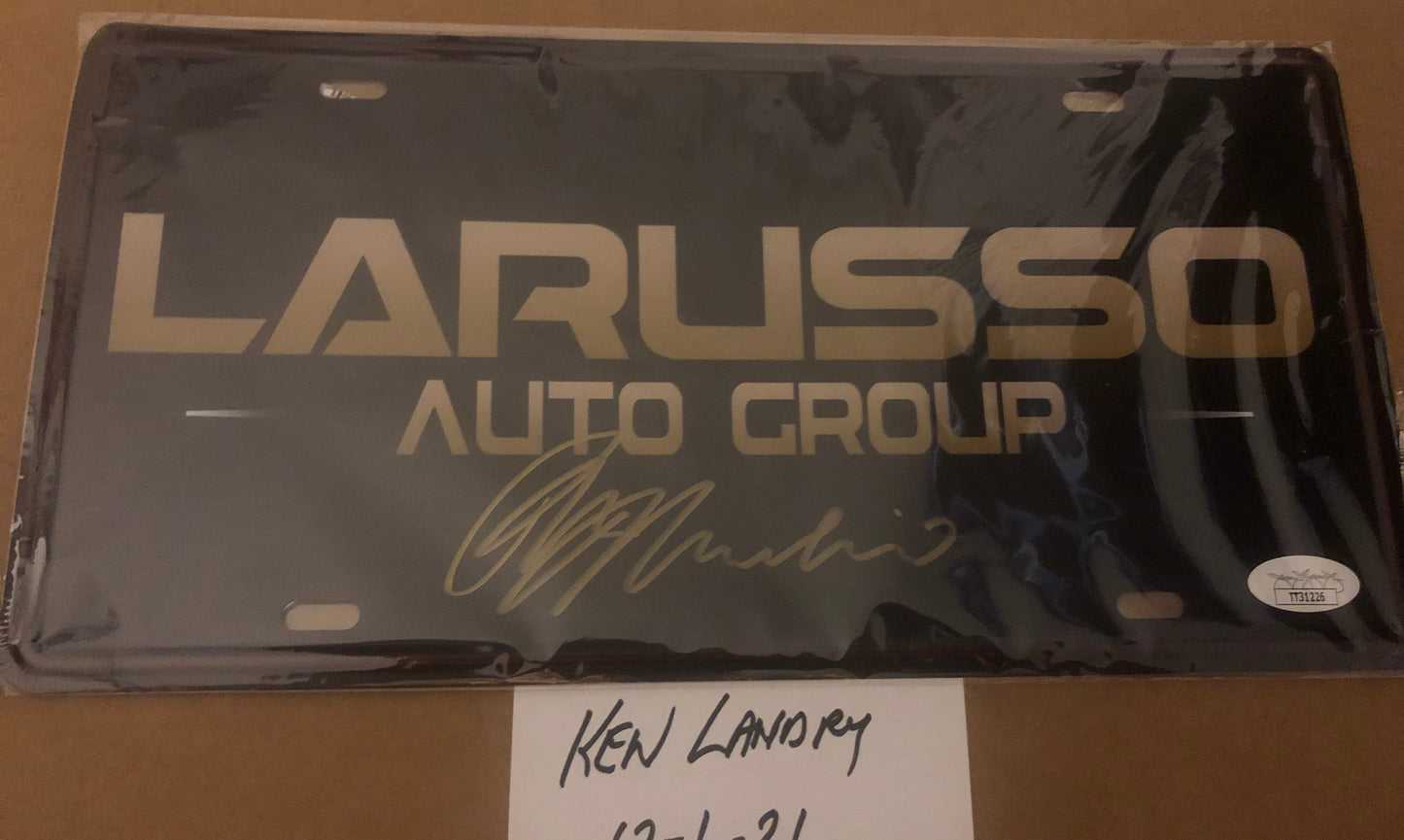Cobra Kai  Ralph Macchio signed LARUSSO Auto Group license plate with JSA Witness