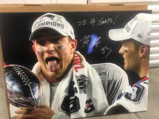 Rob Gronkowski signed 30x40 stretched canvas with JSA certification