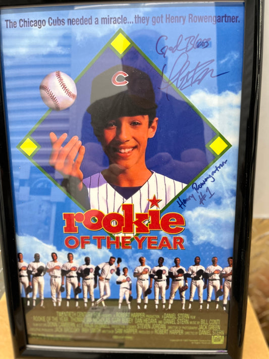 Rookie of the Year Thomas Ian Nicholas signed 11x17 framed movie poster w/inscriptions