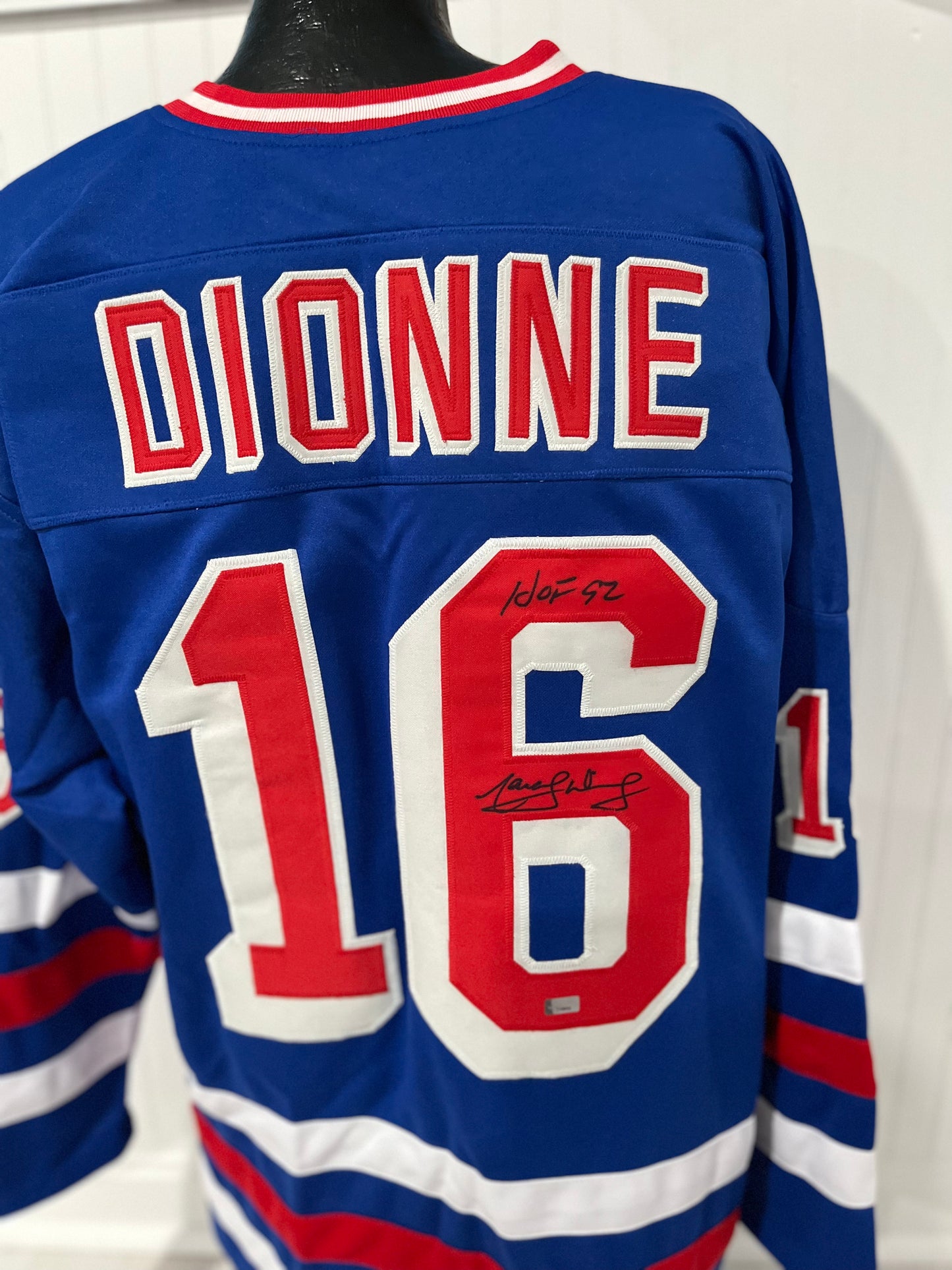 NY Rangers Marcel Dionne signed custom jersey with HOF Inscription