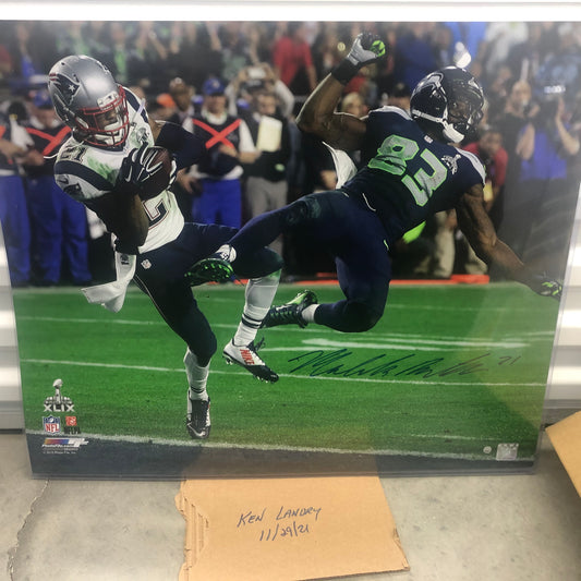 Patroits Malcolm Butler signed 20x24 photo with Steiner Sport Cert