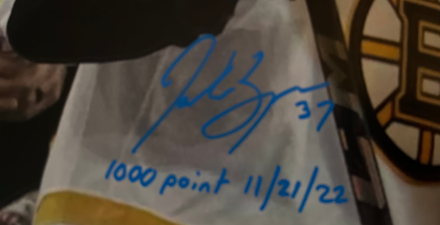 Bruins Patrice Bergeron signed 16x20  1000 career points inscription