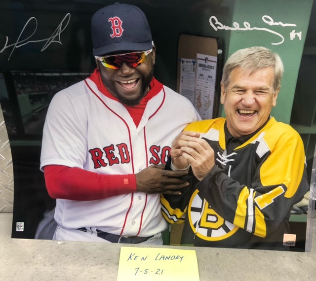 Boston Legends  David Ortiz and Bobby Orr signed metalized 16x20 both have hologram certs