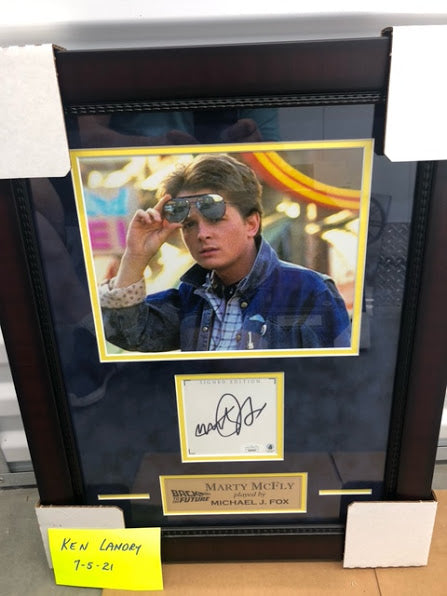 Micheal J Fox signed custom framed piece with JSA Cert