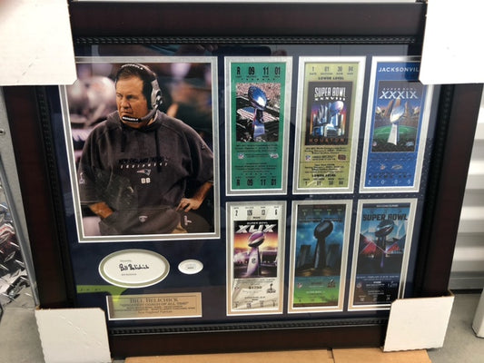 Patroits Bill Belichick custom framed tribute Super Bowl piece  JSA certed